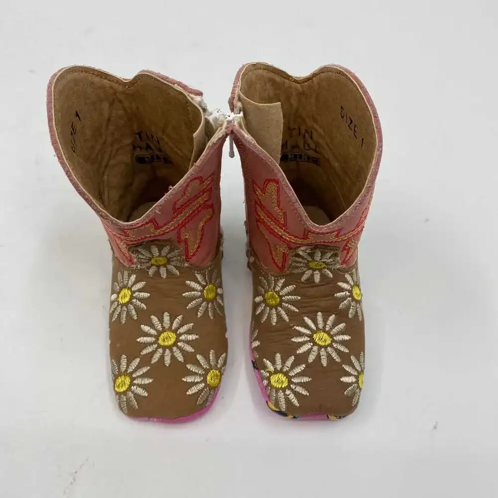 Tin Haul Pink Leather Boots | Girls’ Cowgirl Bootie Size 1G